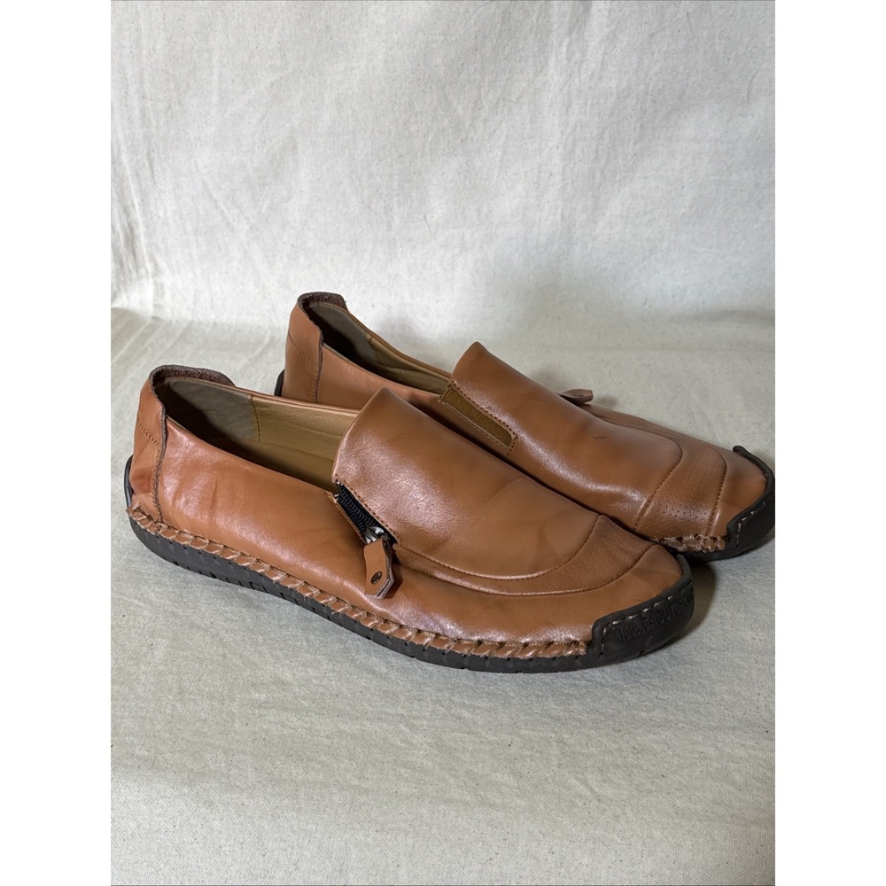 Menico 100% CAOUTCHOUC Sewn Brown Leather Slip On Sport Shoe Sz 47 Mens 13